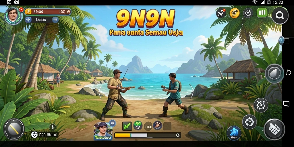 Tangkapan layar utama menunjukkan aksi seru dalam gameplay 9N9N.