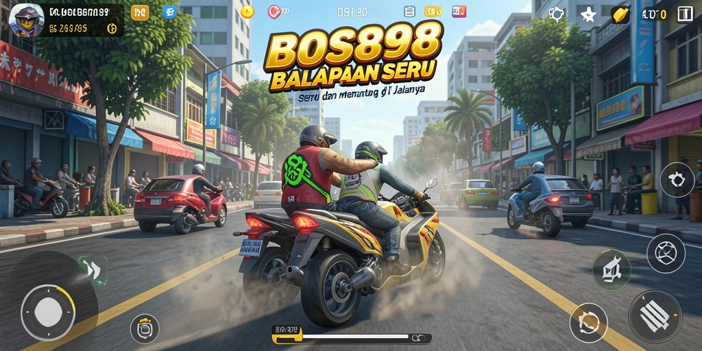 Gameplay mendebarkan saat balapan dalam <strong>BOS898</strong> dengan mobil berkecepatan tinggi.