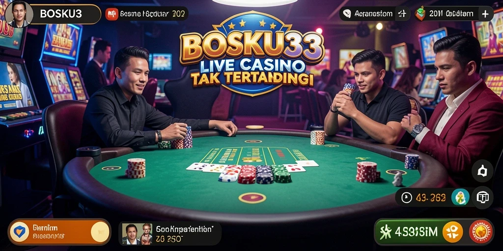 Tampilan gameplay Live Casino yang menarik dan interaktif di BOSKU33.