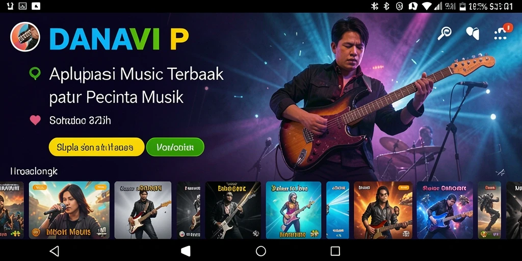 Tampilan antarmuka DANAVIP menampilkan berbagai pilihan lagu dan playlist.