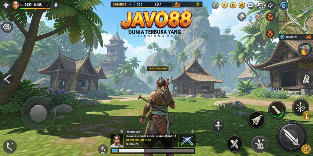 Screenshot gameplay yang menunjukkan kebebasan menjelajahi dunia Open World di JAVO88.