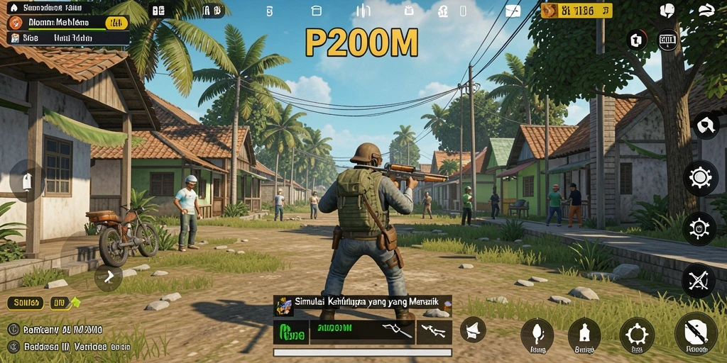 Screenshot P200M menampilkan antarmuka gameplay simulasi yang menarik dan interaktif.