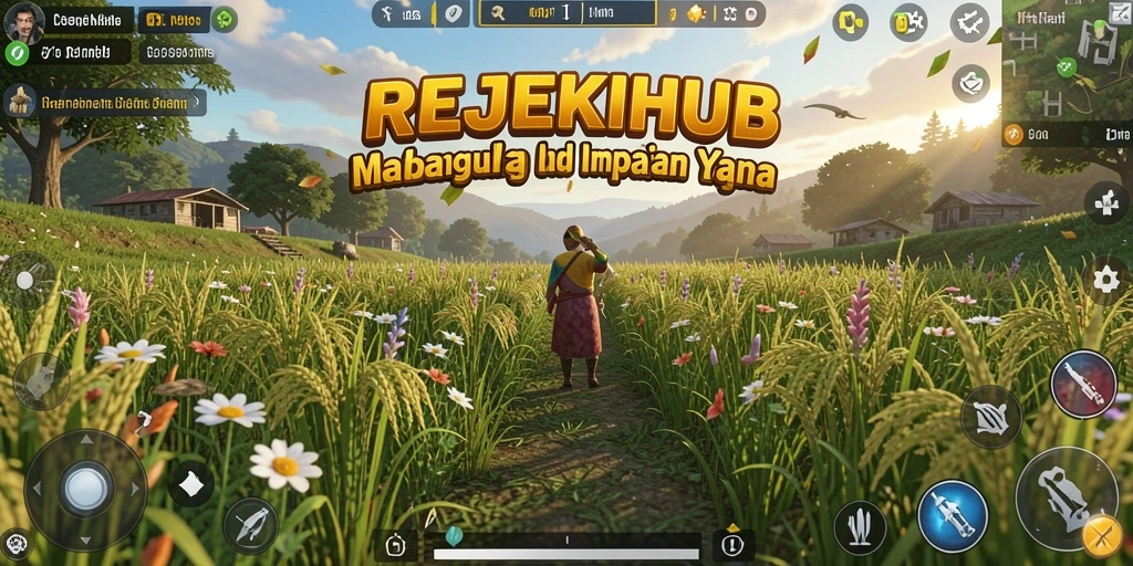 Tangkapan layar gameplay REJEKIHUB yang menampilkan ladang yang subur.