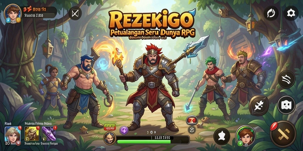 Tampilan gameplay seru dari REZEKIGO dengan pertarungan epik.