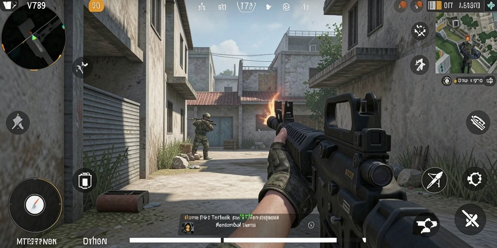 Screenshot gameplay menunjukan aksi menembak yang mendebarkan di VT789.